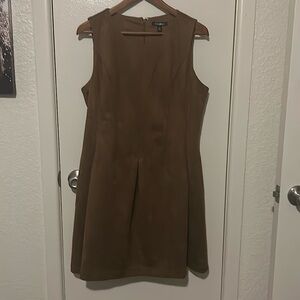 Roz & Ali, faux brown suede, flare dress